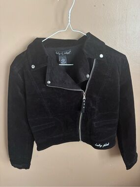 Baby Phat Black Suede Asymmetrical Moto Jacket
